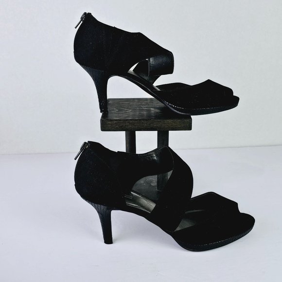 Coach And Four Drina Women's Black D'Orsay Strap Zipper Back Heels Sz 10 - Picture 5 of 9